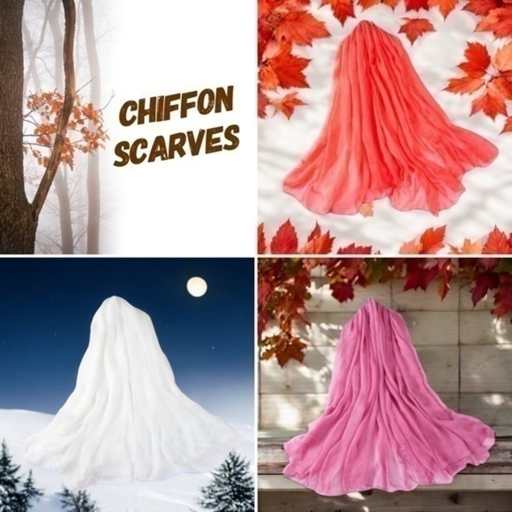 Chiffon Scarves: Fall Melon, Winter White or Rosy Rose
